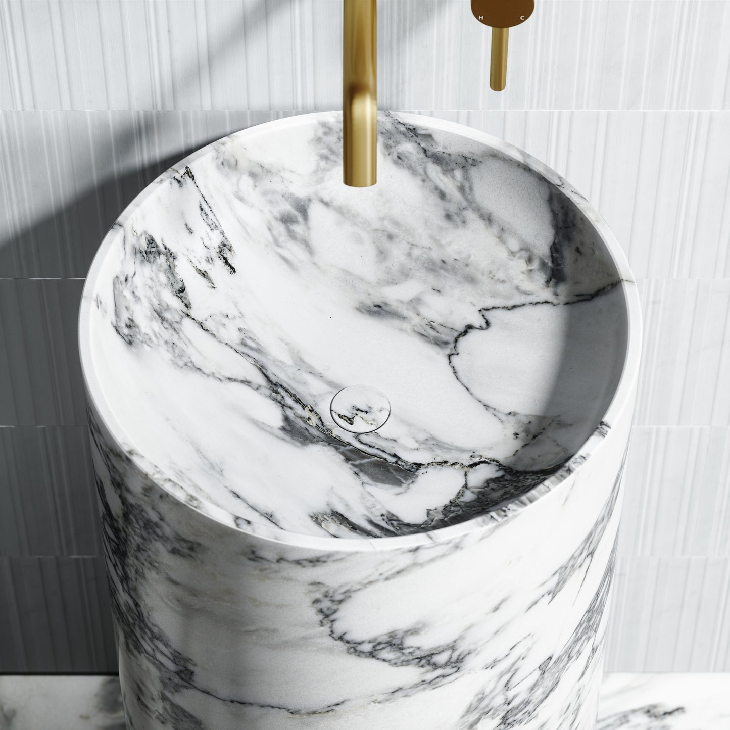 Designo Arabescato Marble Pedestal Basin 400mm