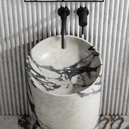 Designo Calacatta Viola Marble Pedestal Basin 400mm