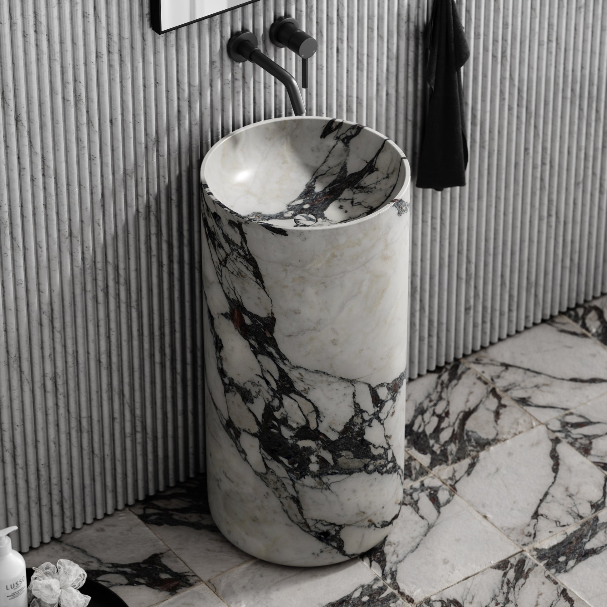 Designo Calacatta Viola Marble Pedestal Basin 400mm