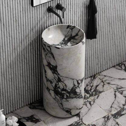 Designo Calacatta Viola Marble Pedestal Basin 400mm