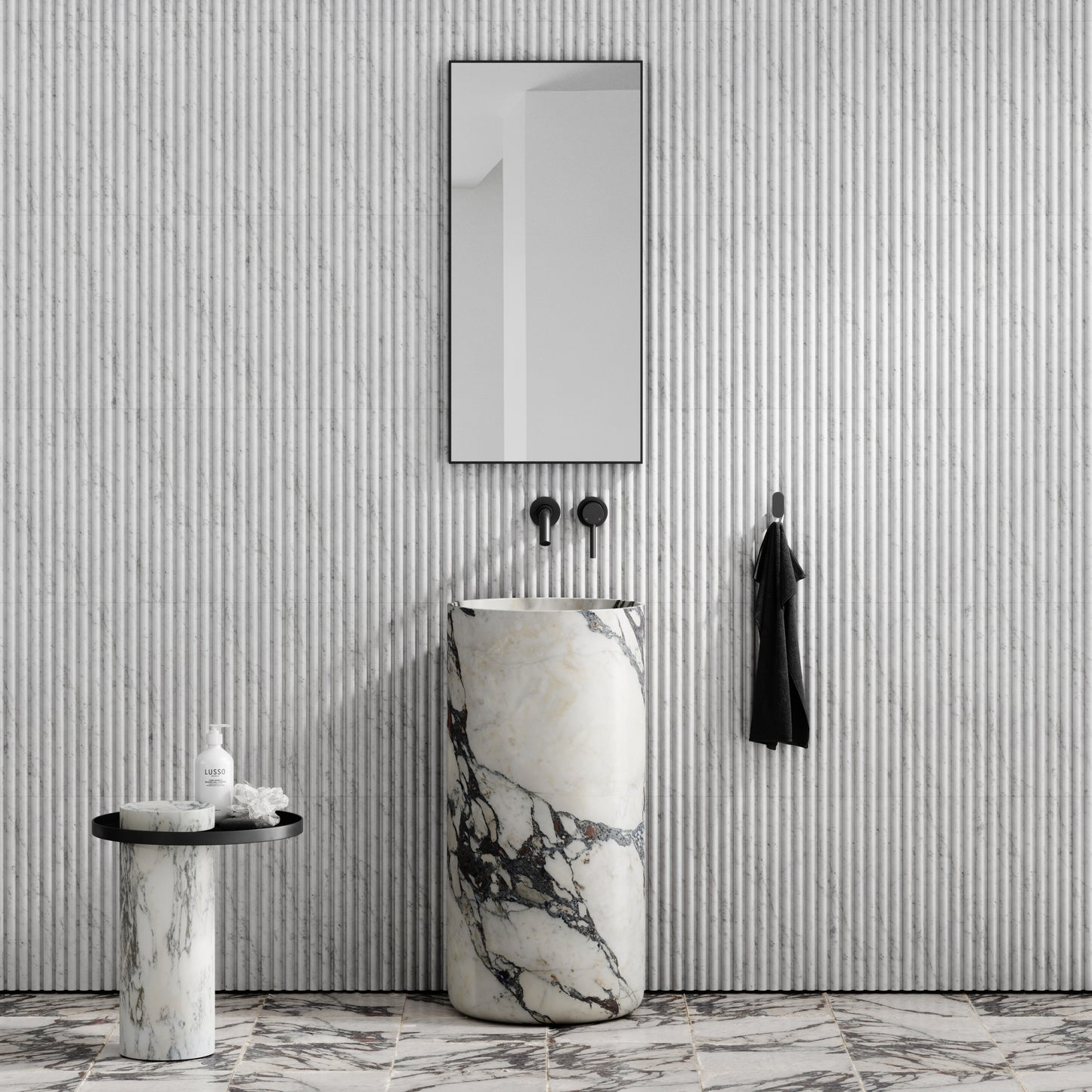 Designo Calacatta Viola Marble Pedestal Basin 400mm