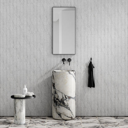 Designo Calacatta Viola Marble Pedestal Basin 400mm