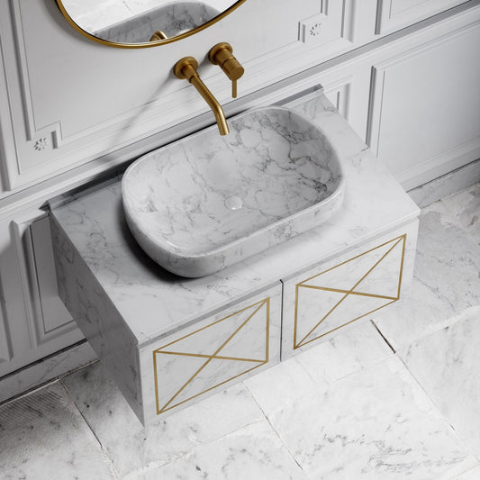 Designo Carrara Marble Countertop Basin 550mm