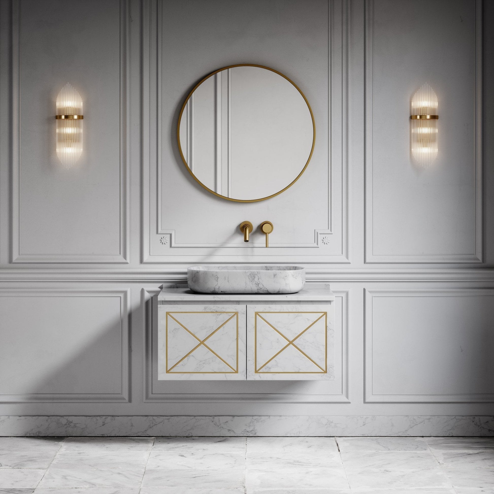 Designo Carrara Marble Countertop Basin 550mm