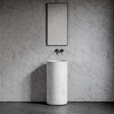 Designo Carrara Marble Pedestal Basin 400mm
