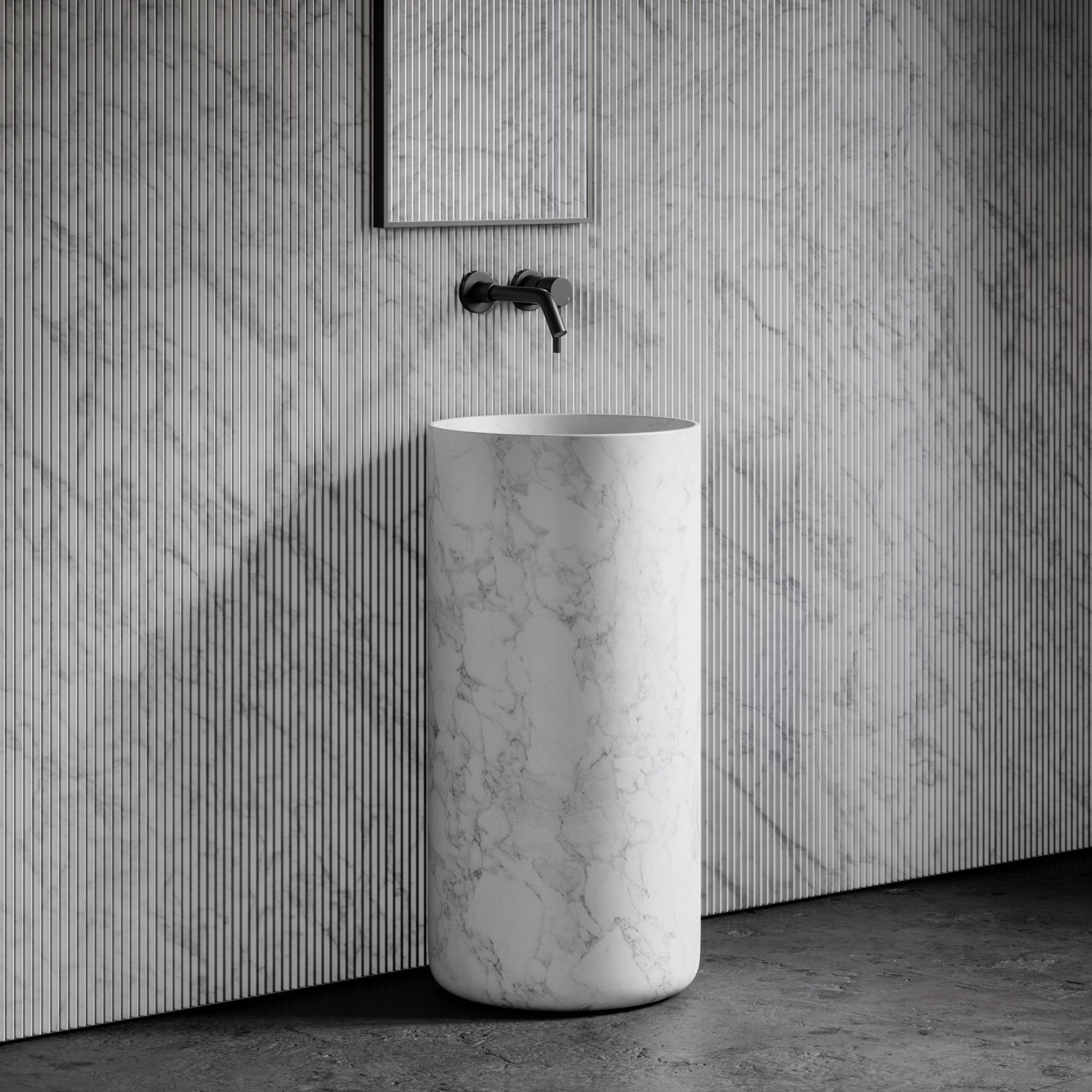 Designo Carrara Marble Pedestal Basin 400mm