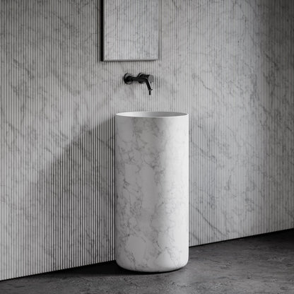 Designo Carrara Marble Pedestal Basin 400mm