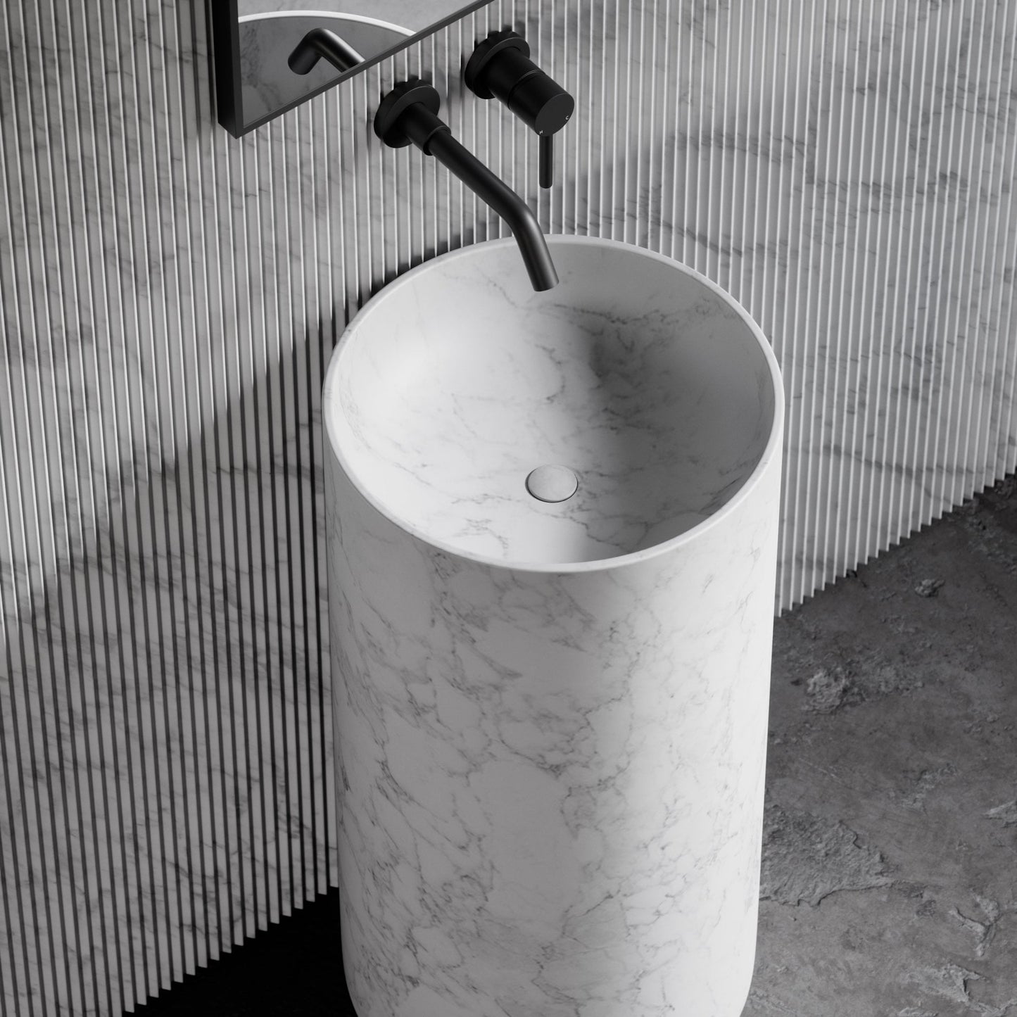Designo Carrara Marble Pedestal Basin 400mm