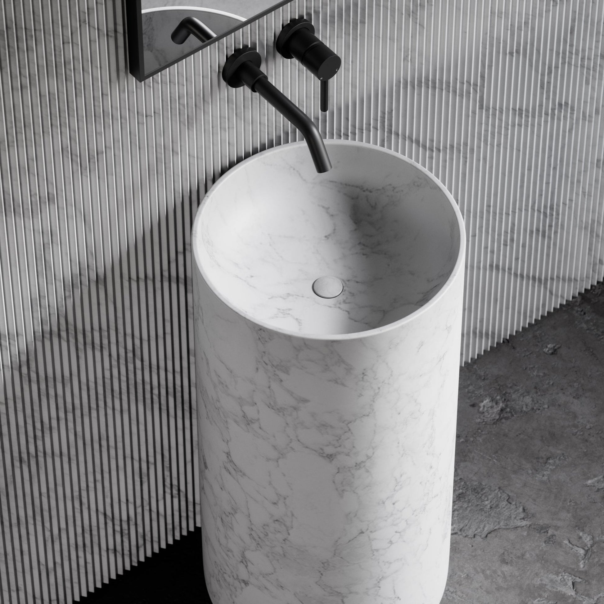 Designo Carrara Marble Pedestal Basin 400mm