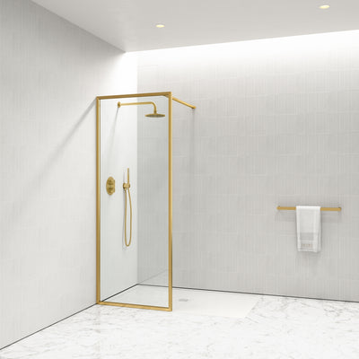 Designo Complete Walk In Shower Enclosure Brushed Gold - KIT A (ALL SIZES)