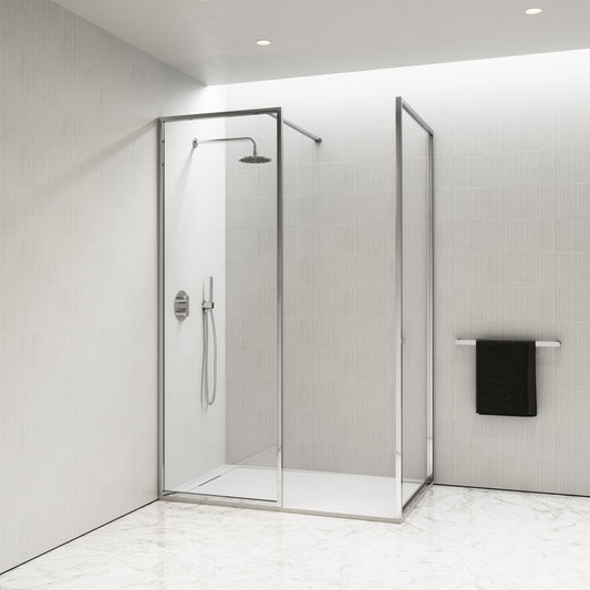 Designo Complete Walk In Shower Enclosure Chrome - KIT B (ALL SIZES)