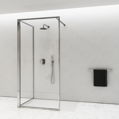 Designo Complete Walk In Shower Enclosure Chrome - KIT C (ALL SIZES)
