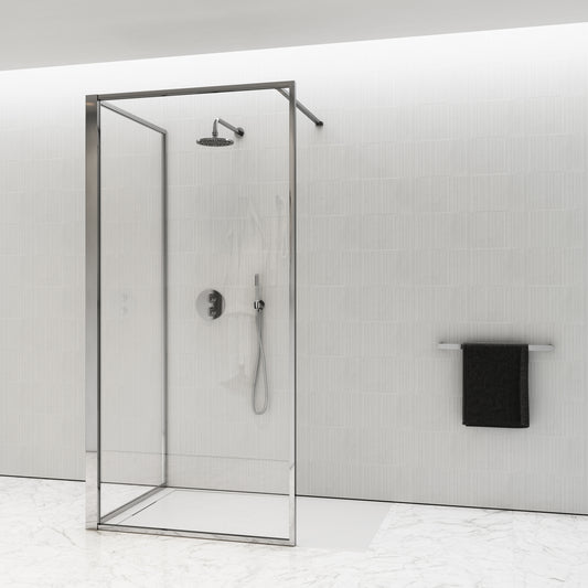 Designo Complete Walk In Shower Enclosure Chrome - KIT C (ALL SIZES)