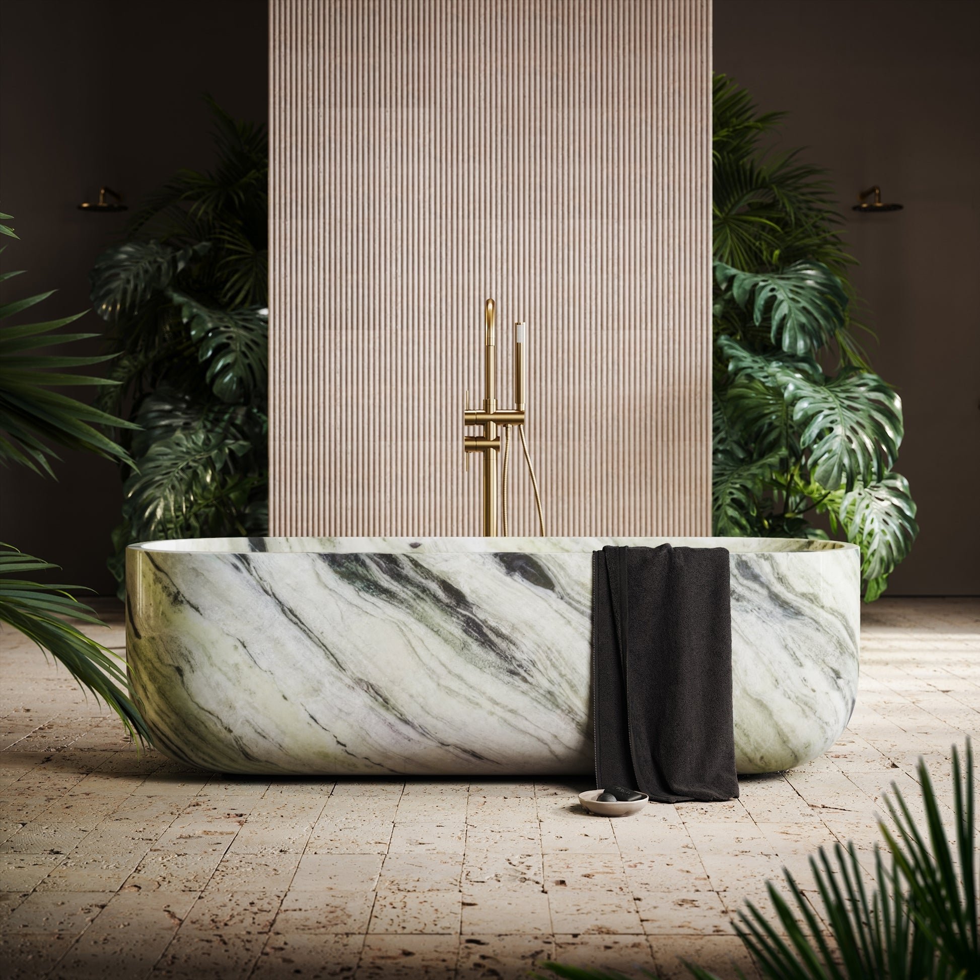 Designo Jade Green Marble Freestanding Bath 1780mm