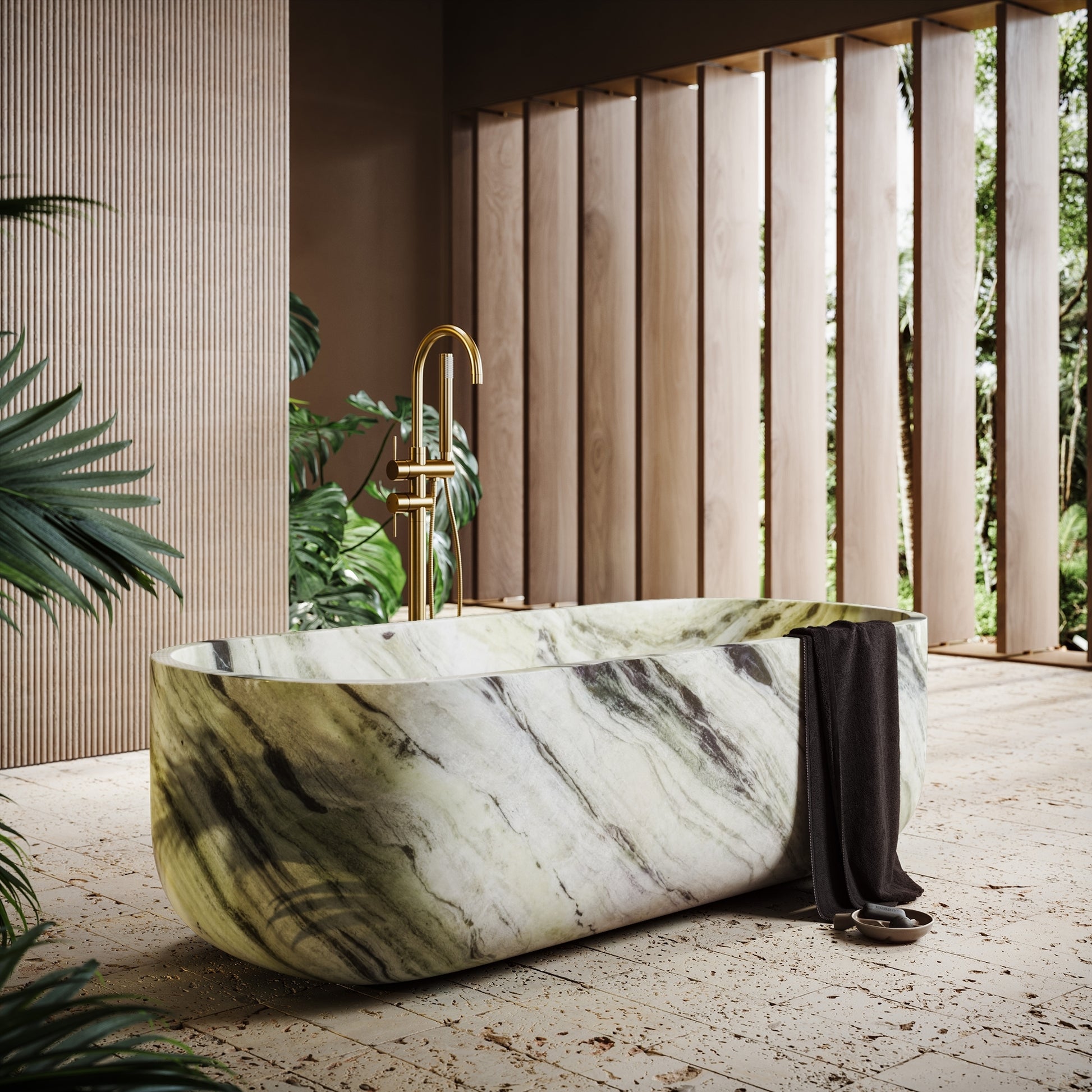 Designo Jade Green Marble Freestanding Bath 1780mm