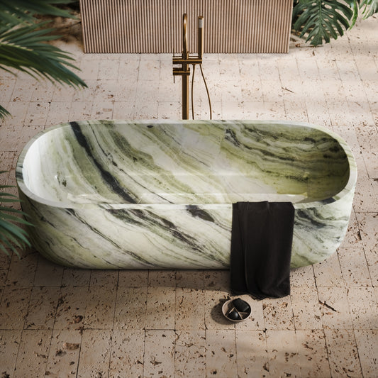 Designo Jade Green Marble Freestanding Bath 1780mm