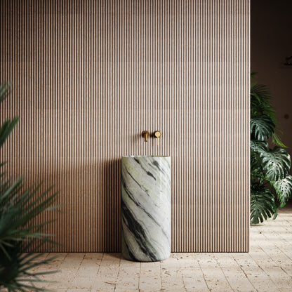 Designo Jade Green Marble Pedestal Basin 400mm