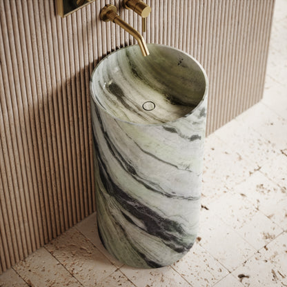 Designo Jade Green Marble Pedestal Basin 400mm