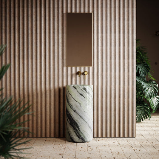 Designo Jade Green Marble Pedestal Basin 400mm