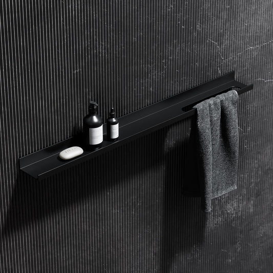 Designo Matte Black Floating Bathroom Shelf 1200mm