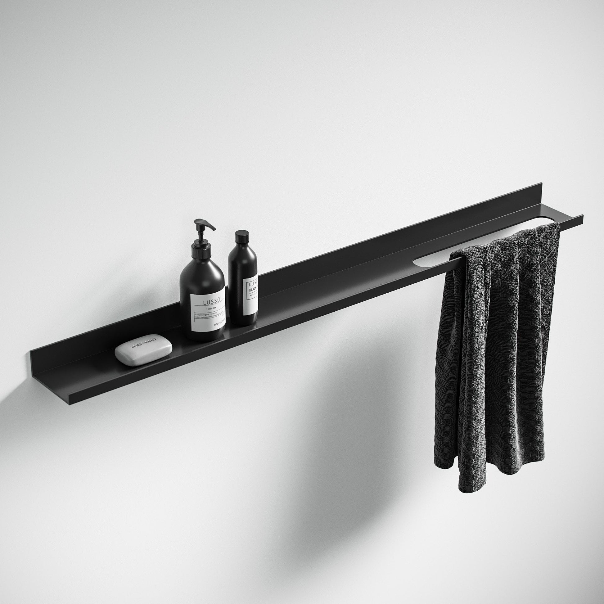Designo Matte Black Floating Bathroom Shelf 1200mm