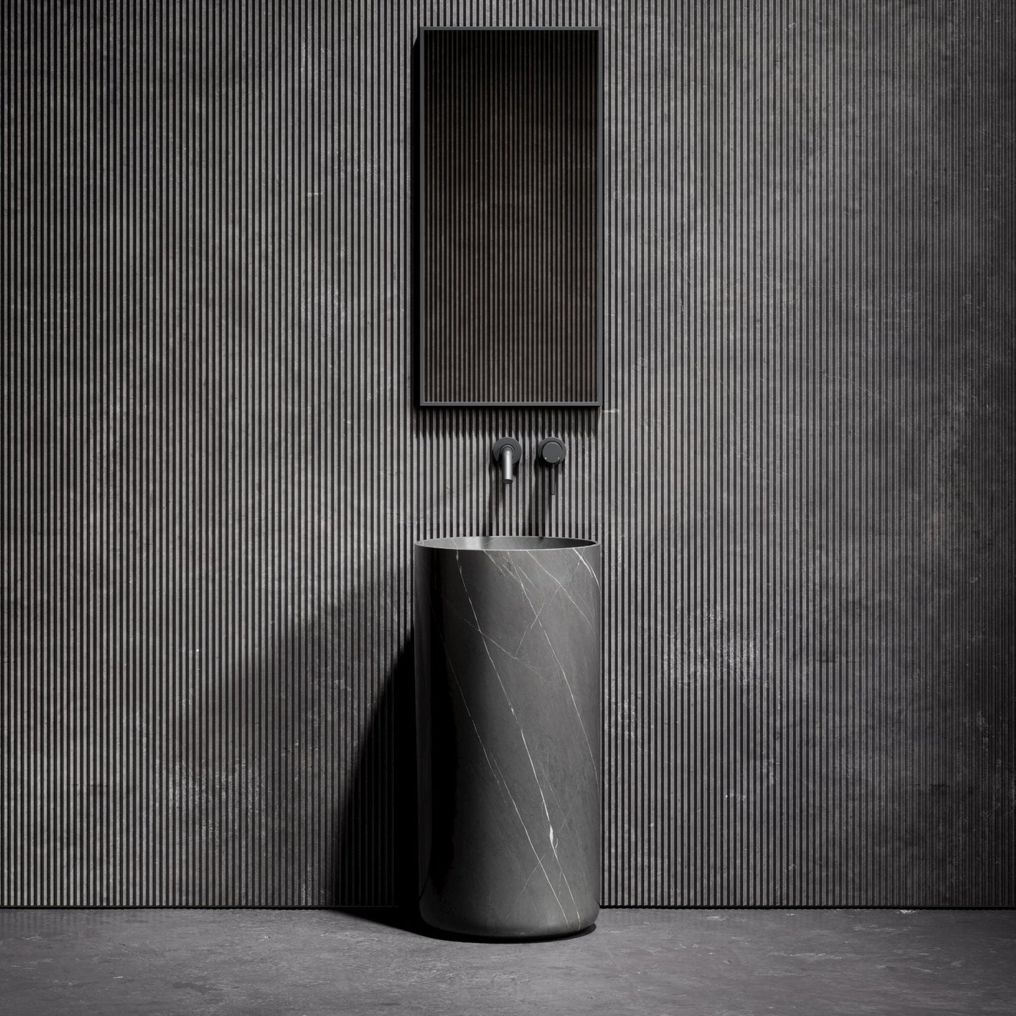 Designo Pietra Grey Marble Pedestal Basin 400mm
