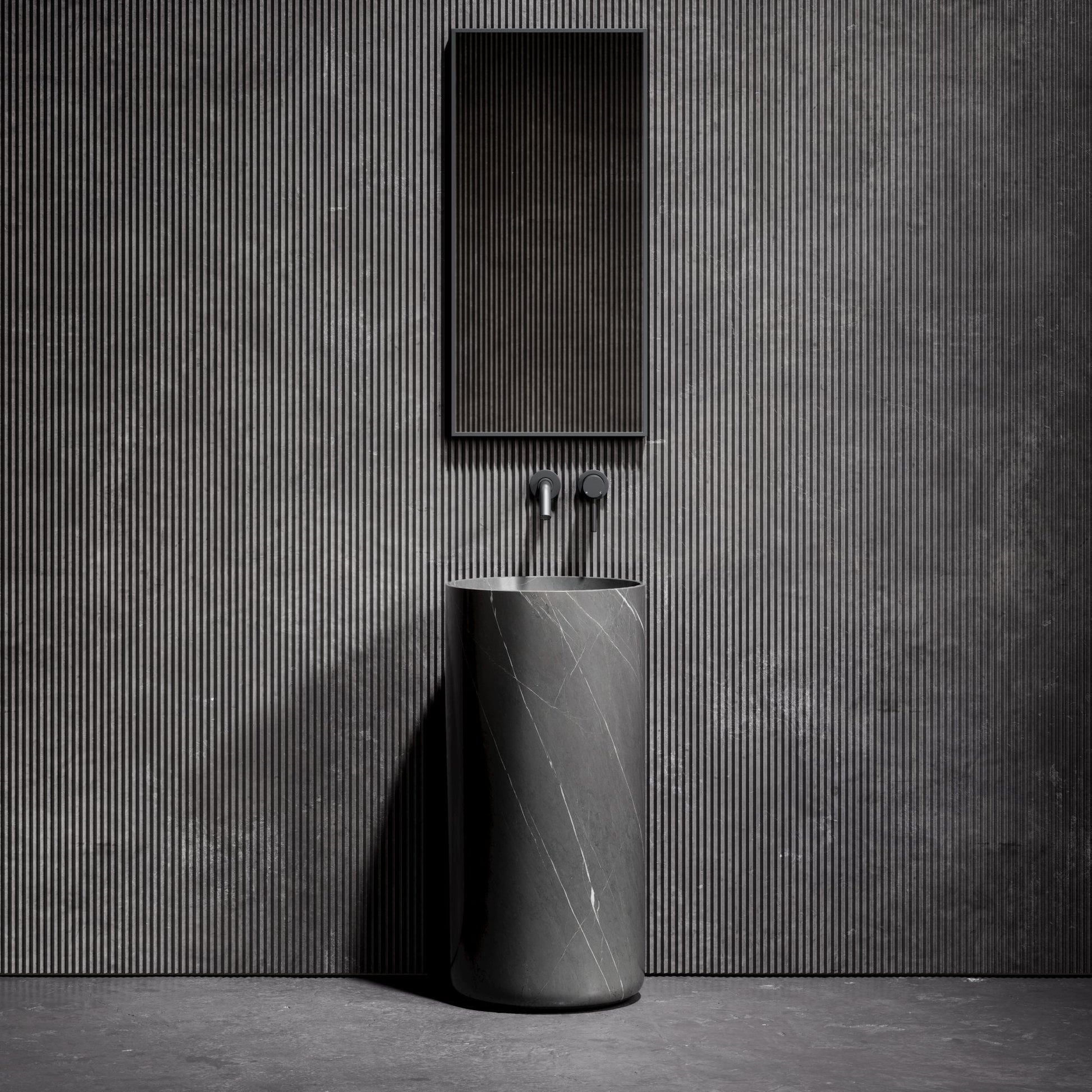 Designo Pietra Grey Marble Pedestal Basin 400mm