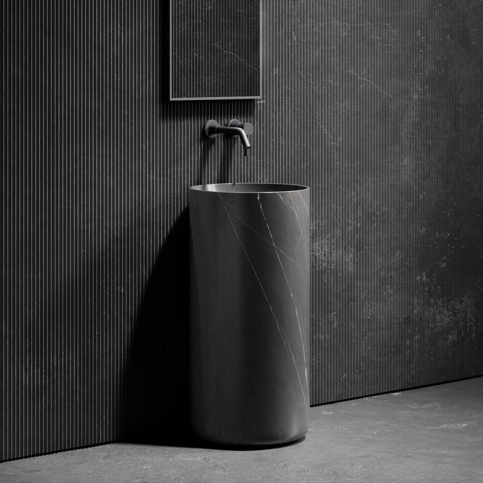 Designo Pietra Grey Marble Pedestal Basin 400mm
