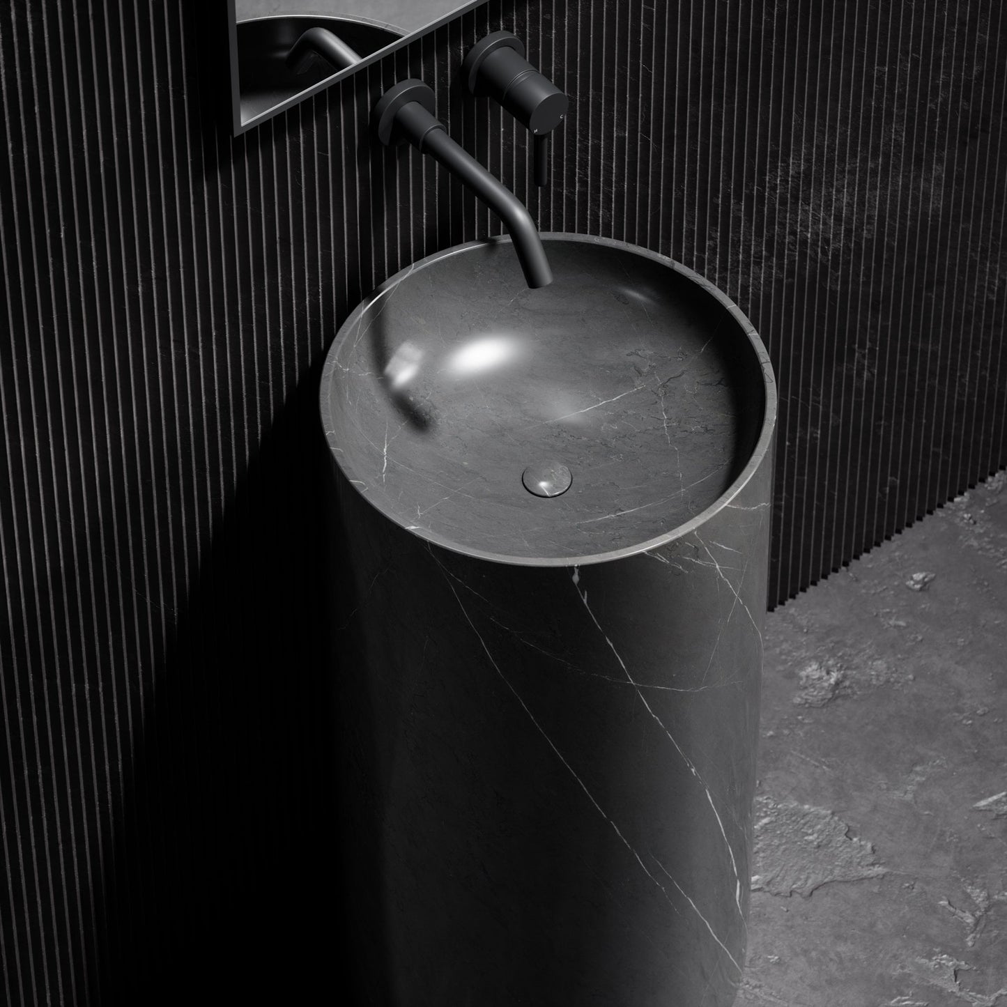 Designo Pietra Grey Marble Pedestal Basin 400mm
