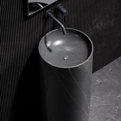 Designo Pietra Grey Marble Pedestal Basin 400mm