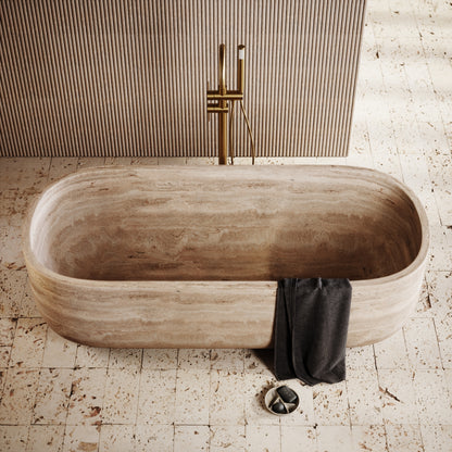 Designo Travertine Freestanding Bath 1700mm