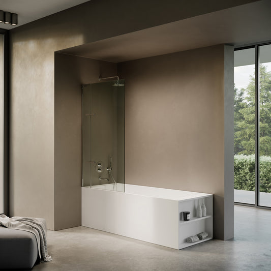 Doccia Chrome Frameless Folding Bath Shower Screen 900mm