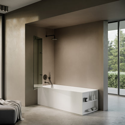 Doccia Matte Black Frameless Folding Bath Shower Screen 900mm