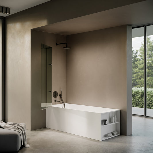 Doccia Matte Black Frameless Folding Bath Shower Screen 900mm