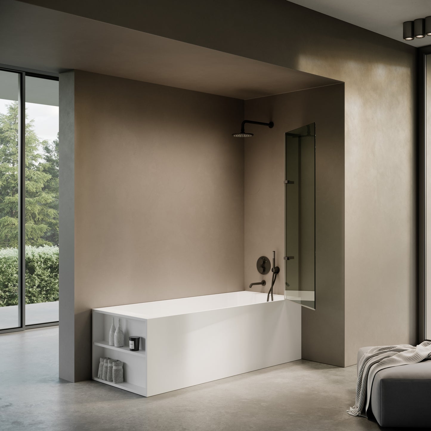 Doccia Matte Black Frameless Folding Bath Shower Screen 900mm