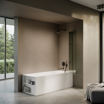 Doccia Matte Black Frameless Folding Bath Shower Screen 900mm