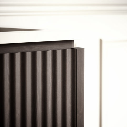 Eclat Grey Oak Wood Grain Vanity Unit 1400mm