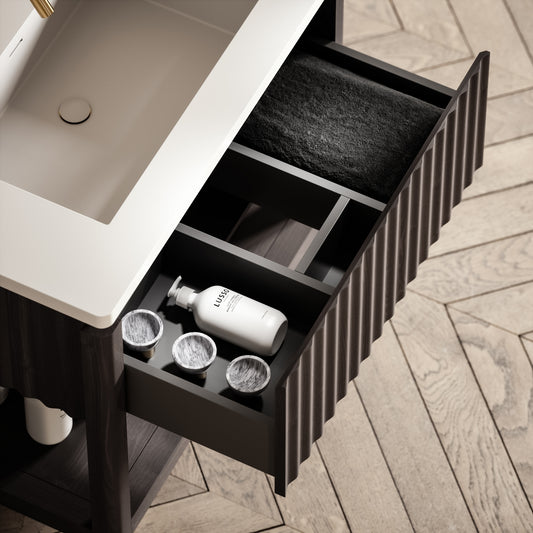 Eclat Grey Oak Wood Grain Vanity Unit 800mm