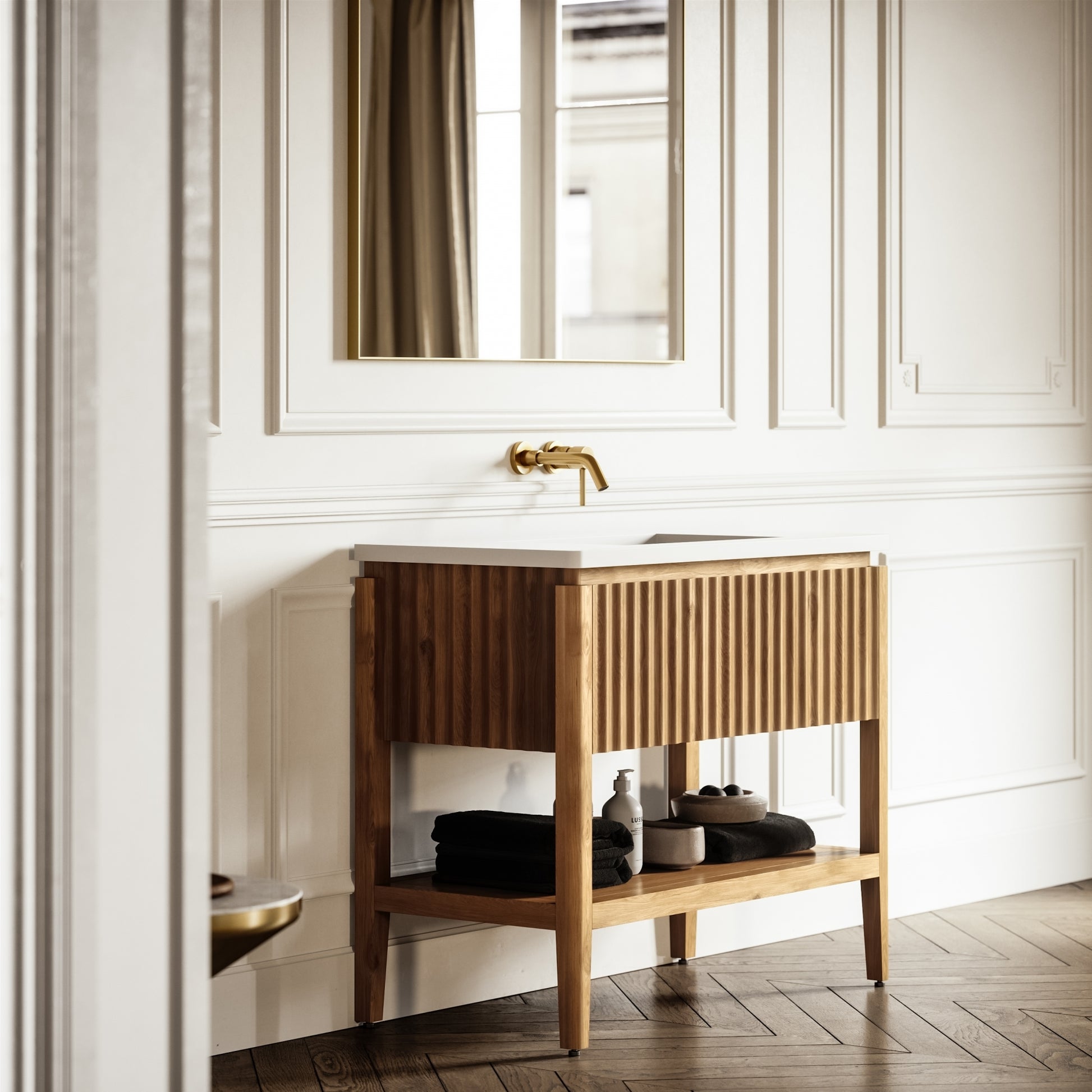 Eclat Oak Wood Grain Vanity Unit 1000mm