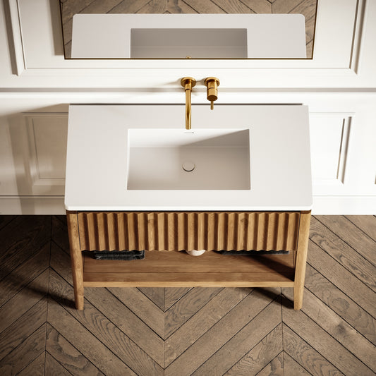 Eclat Oak Wood Grain Vanity Unit 1000mm
