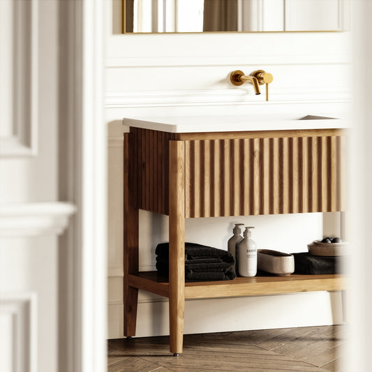 Eclat Oak Wood Grain Vanity Unit 1000mm