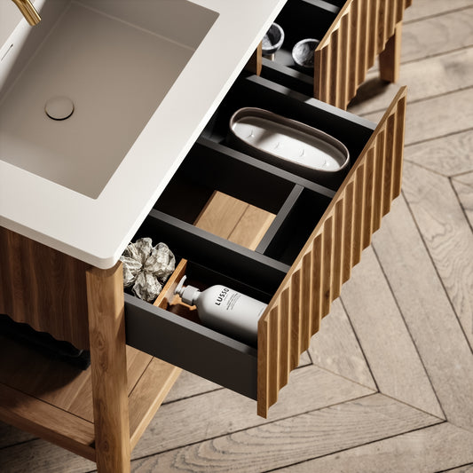 Eclat Oak Wood Grain Vanity Unit 1200mm