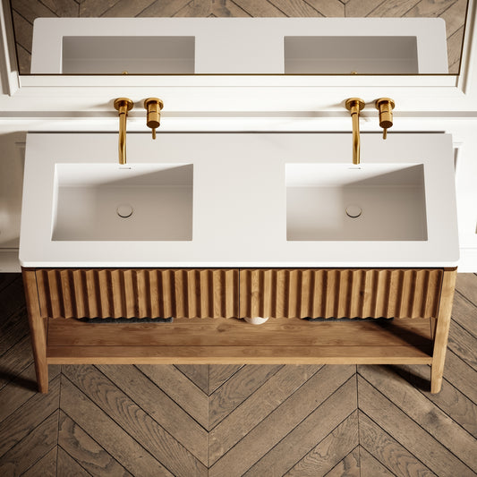 Eclat Oak Wood Grain Vanity Unit 1400mm