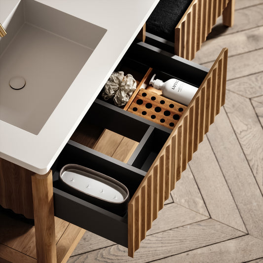 Eclat Oak Wood Grain Vanity Unit 1400mm