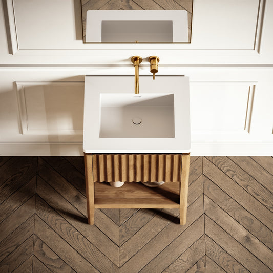 Eclat Oak Wood Grain Vanity Unit 600mm