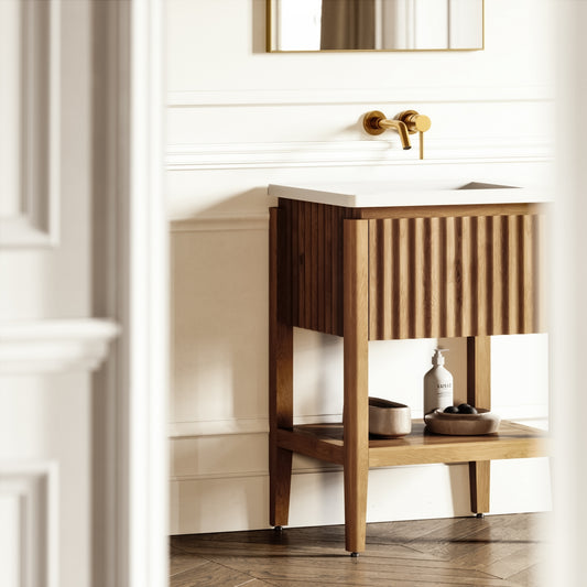 Eclat Oak Wood Grain Vanity Unit 600mm