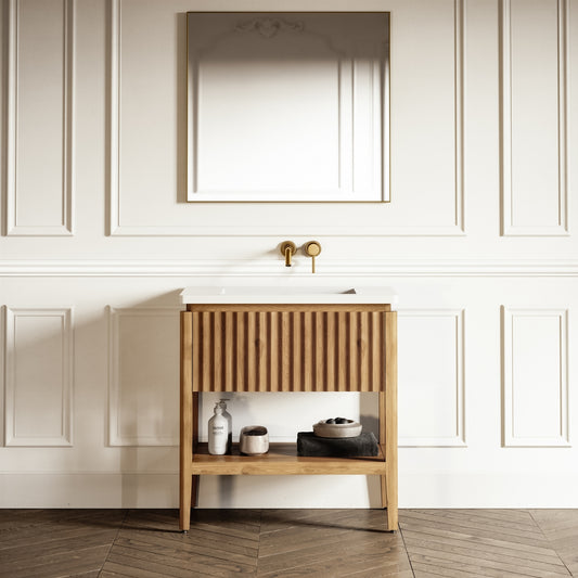 Eclat Oak Wood Grain Vanity Unit 800mm