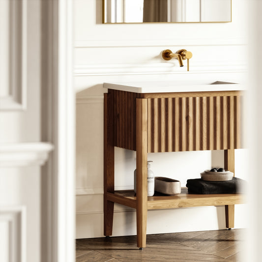 Eclat Oak Wood Grain Vanity Unit 800mm