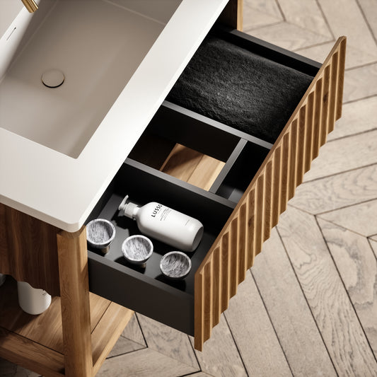 Eclat Oak Wood Grain Vanity Unit 800mm