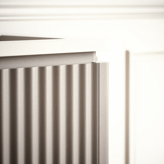 Eclat Velvet Beige Wood Grain Vanity Unit 600mm